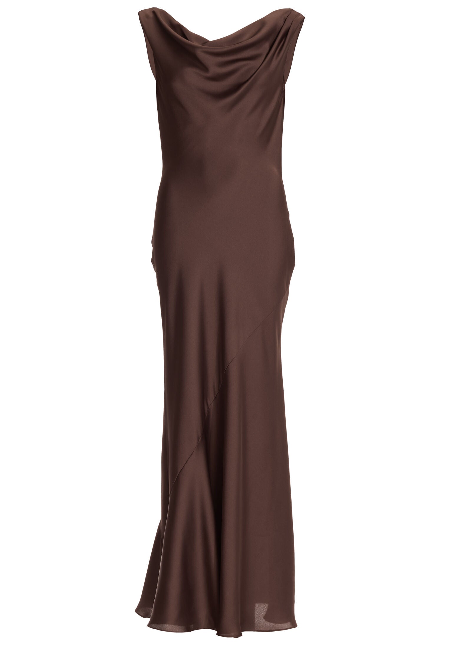 Abendkleid aus Satin mit Wasserfall Ausschnitt
