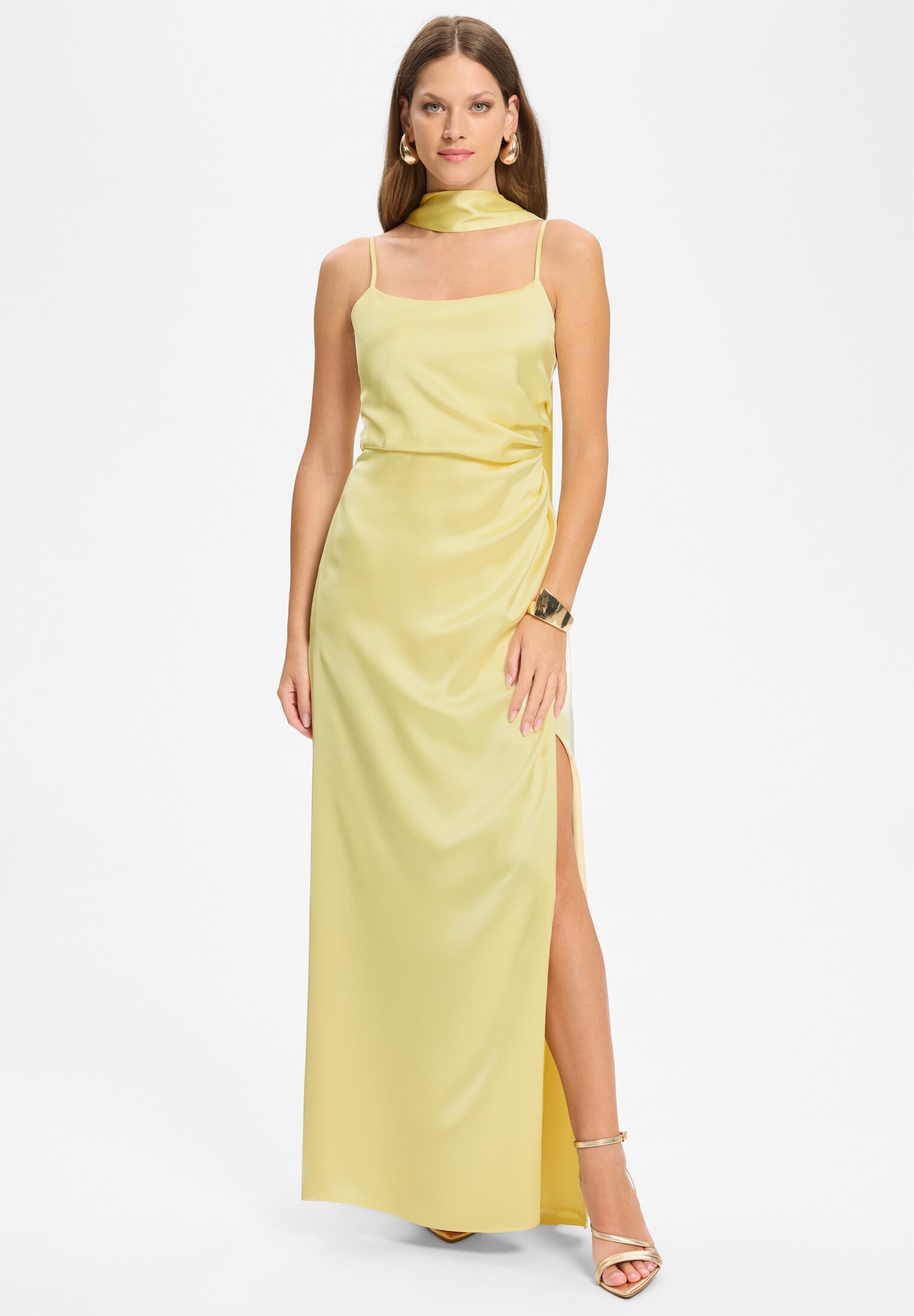 Abendkleid aus Stretch Satin pastel yellow