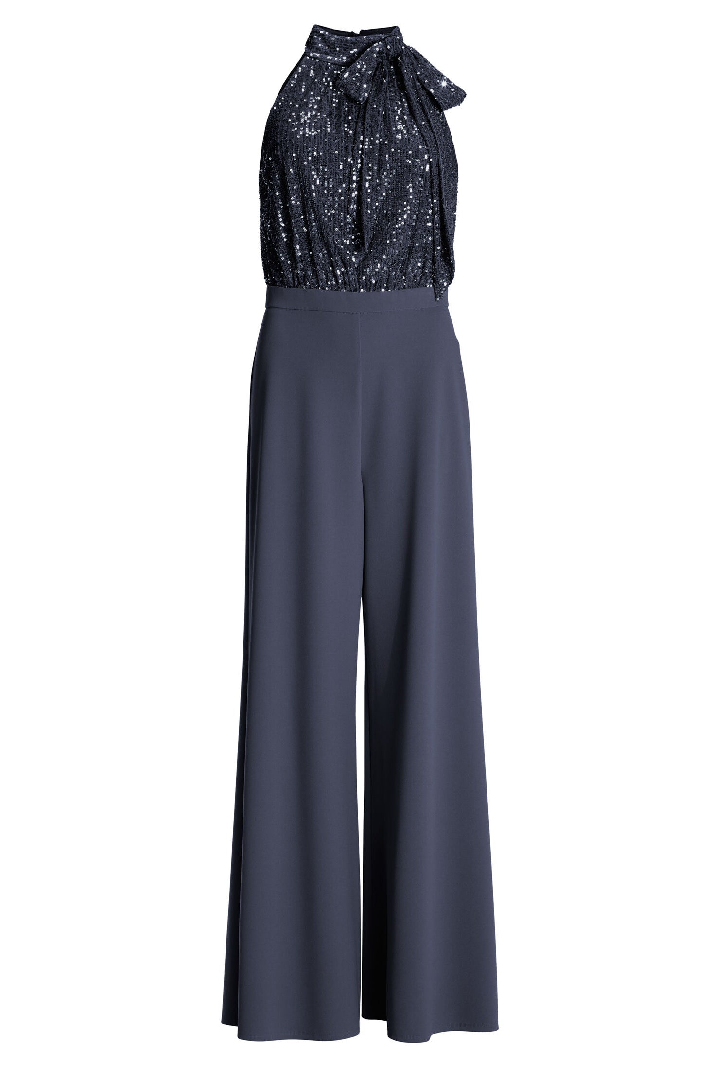 Ärmelloser Jumpsuit mit Schluppenblusen Top aus elastischer Paillette