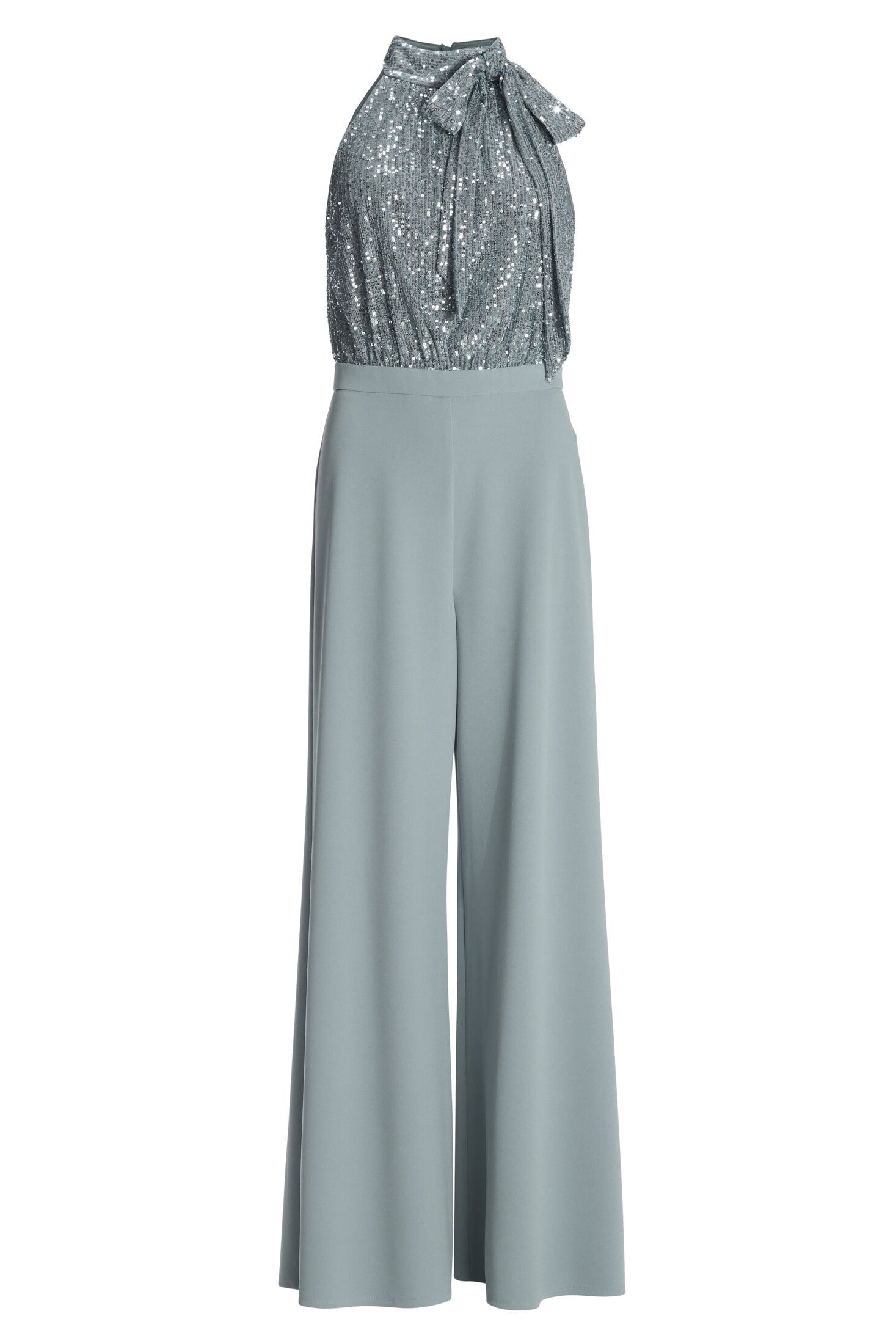 Ärmelloser Jumpsuit mit Schluppenblusen Top aus elastischer Paillette