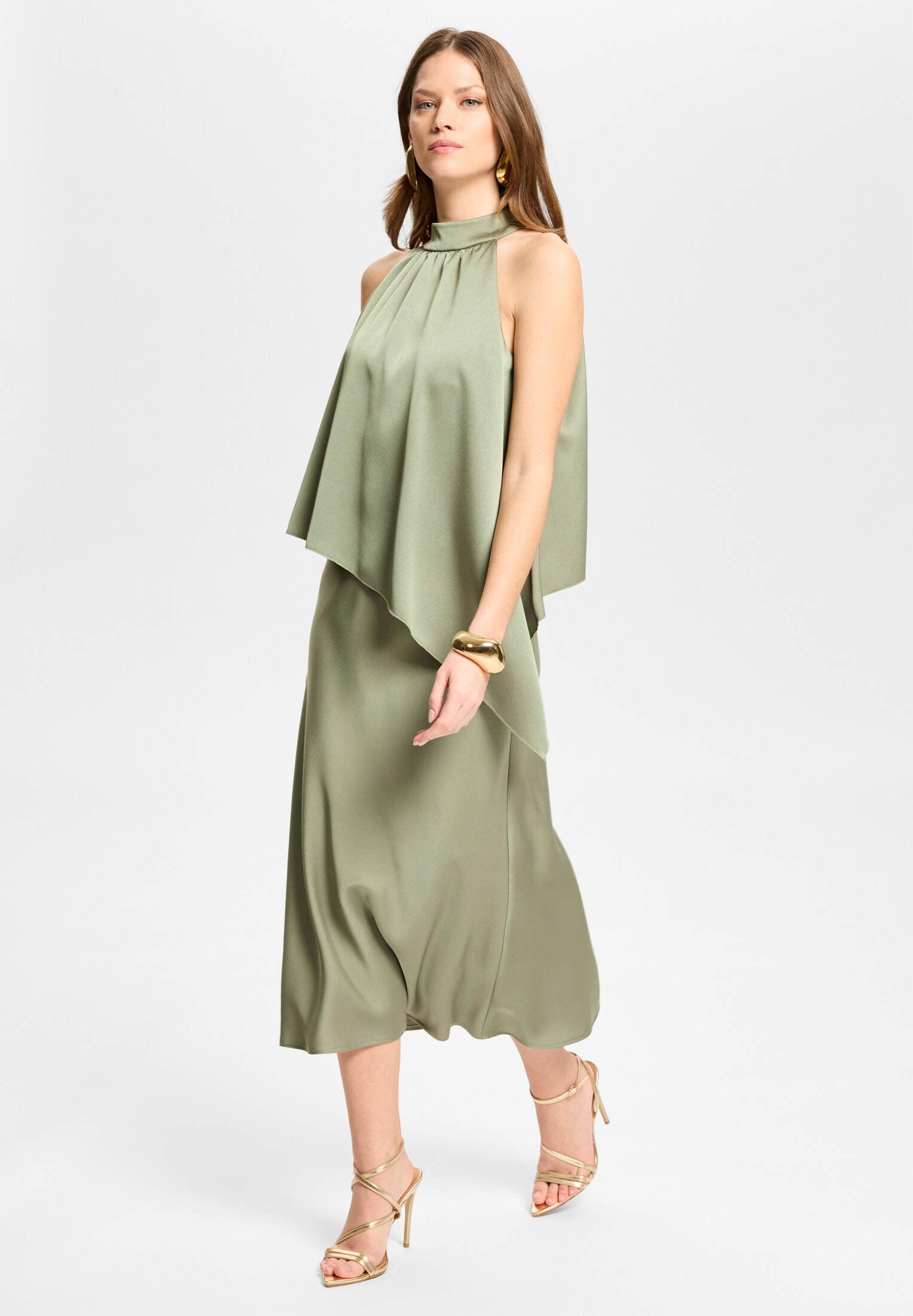 Cocktailkleid aus Satin mit amerikanischer Schulter