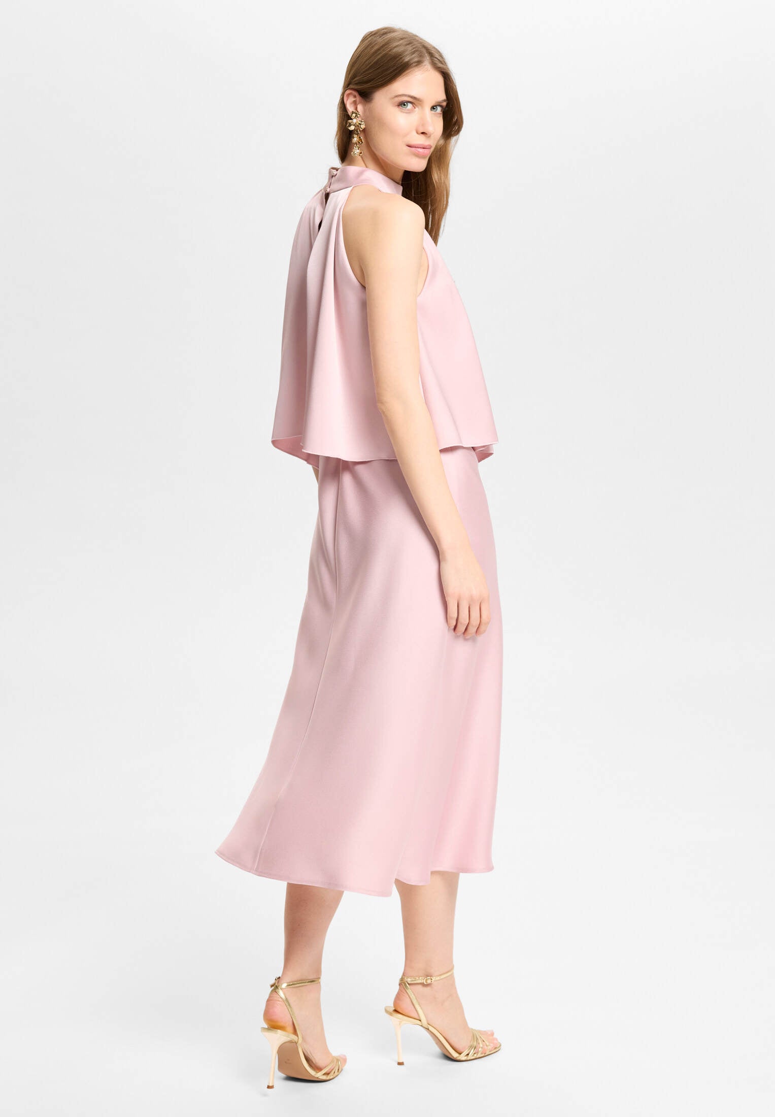 Cocktailkleid aus Satin mit amerikanischer Schulter