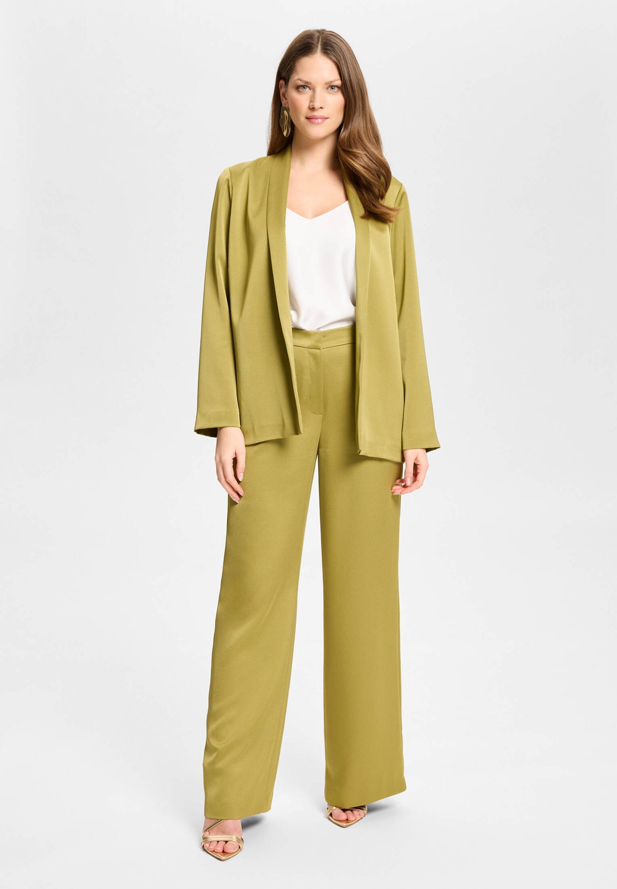 Oversized Blazer aus Satin amber green