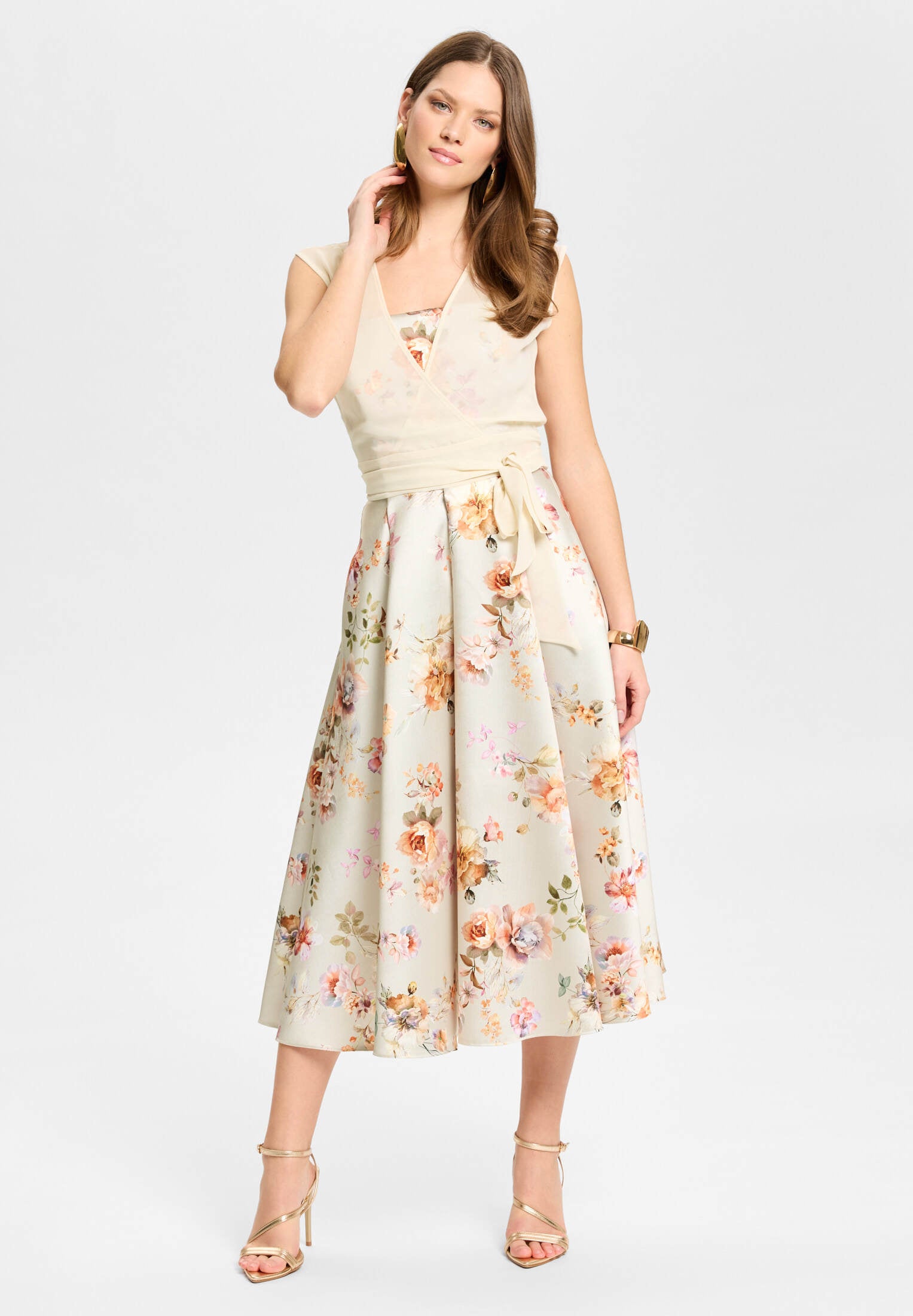 Cocktailkleid mit abnehmbarer Bluse champagne beige | multi