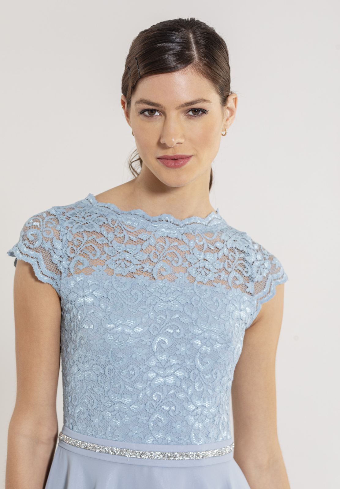 Spitzentop-Kleid mit Glitzerband