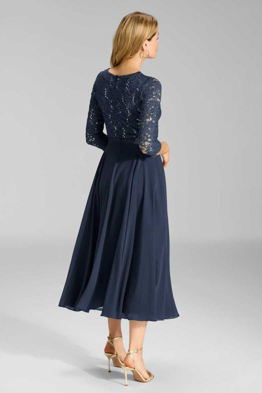 Cocktailkleid aus Material-Mix