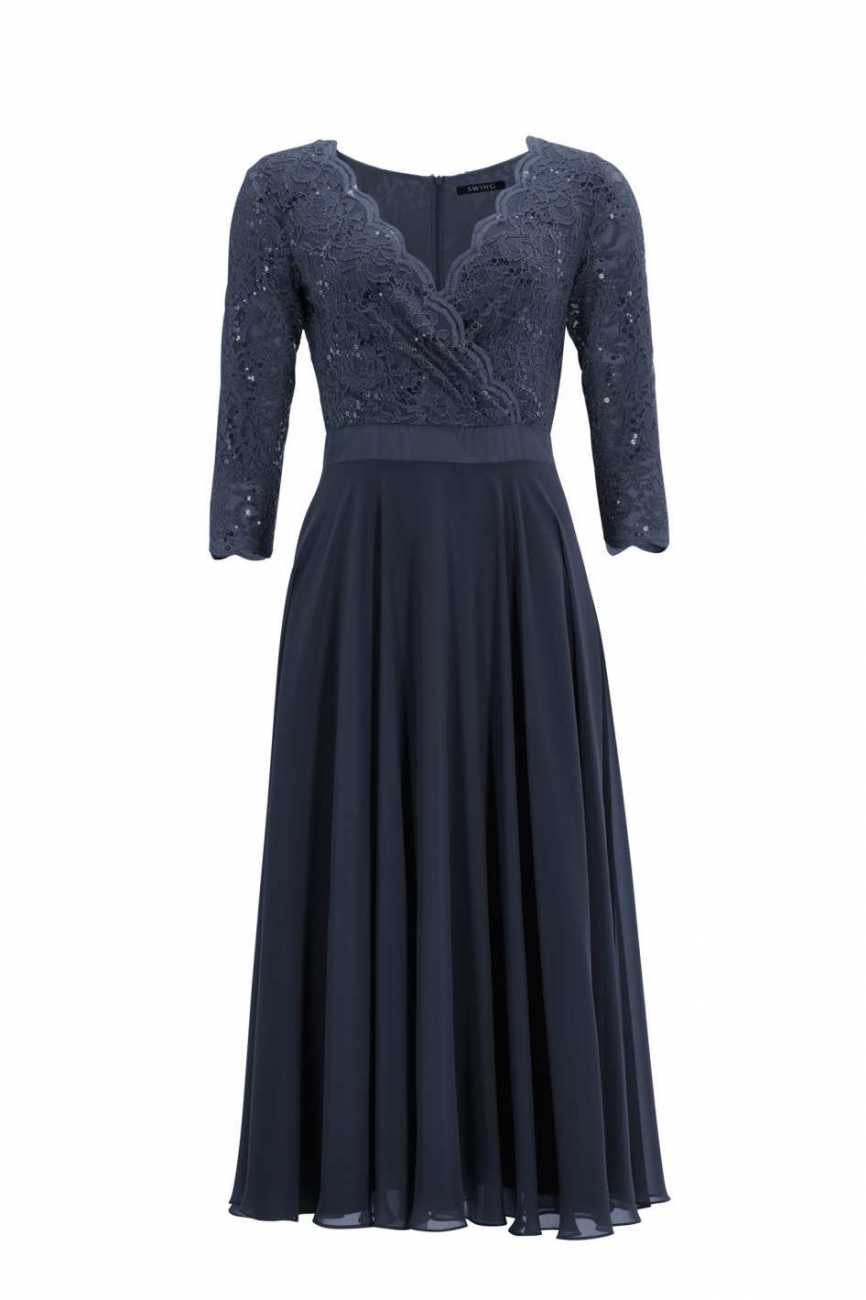 Cocktailkleid aus Material-Mix