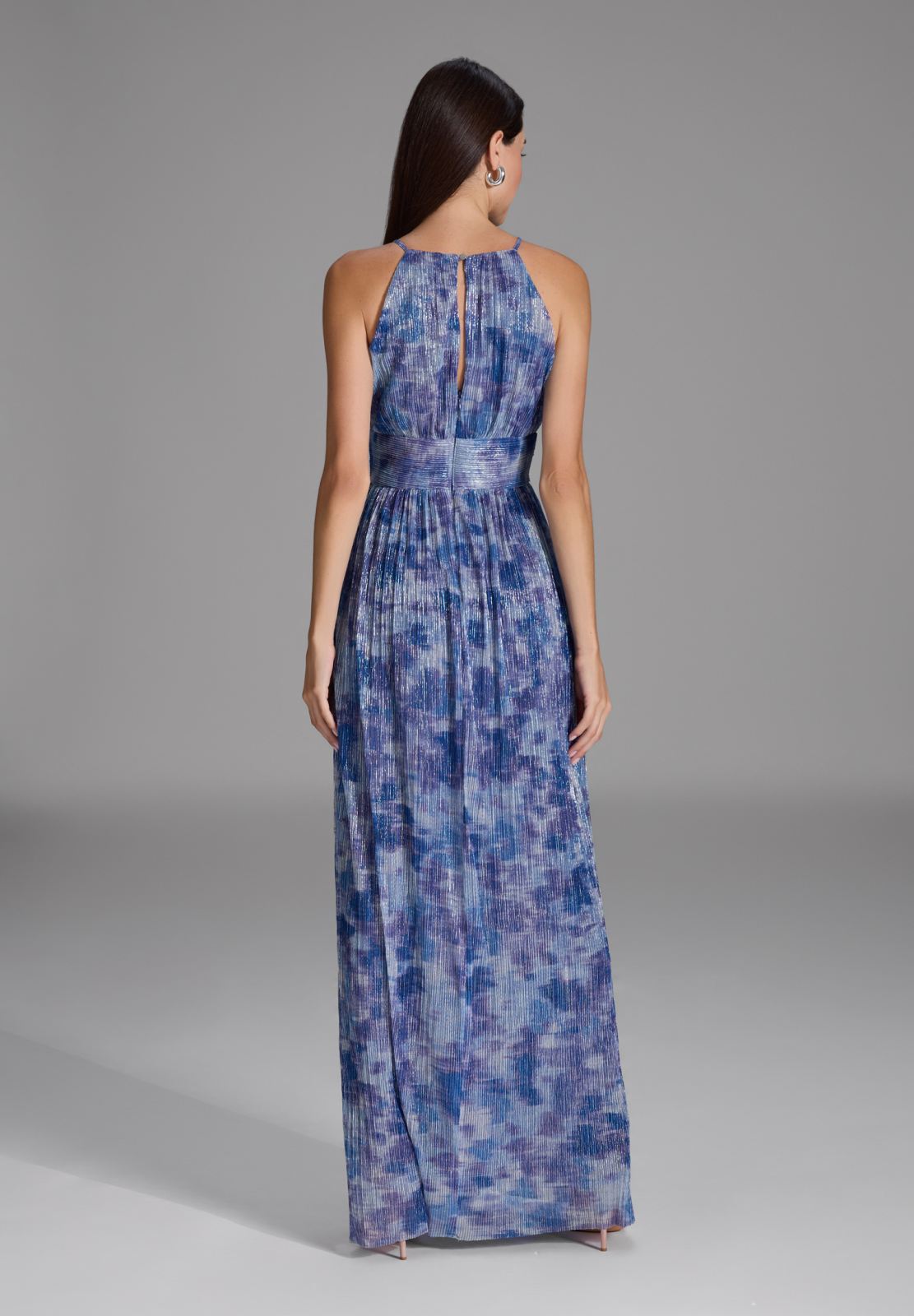 Abendkleid aus bedrucktem Plissee Jersey