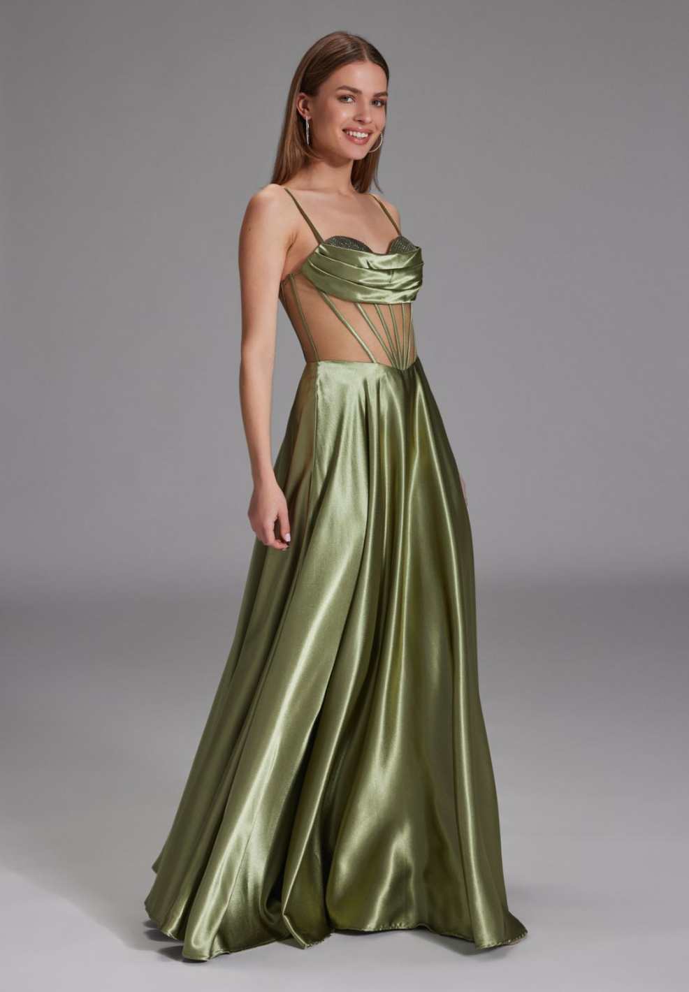 See-through-Corsagenkleid mit Ziersteinen