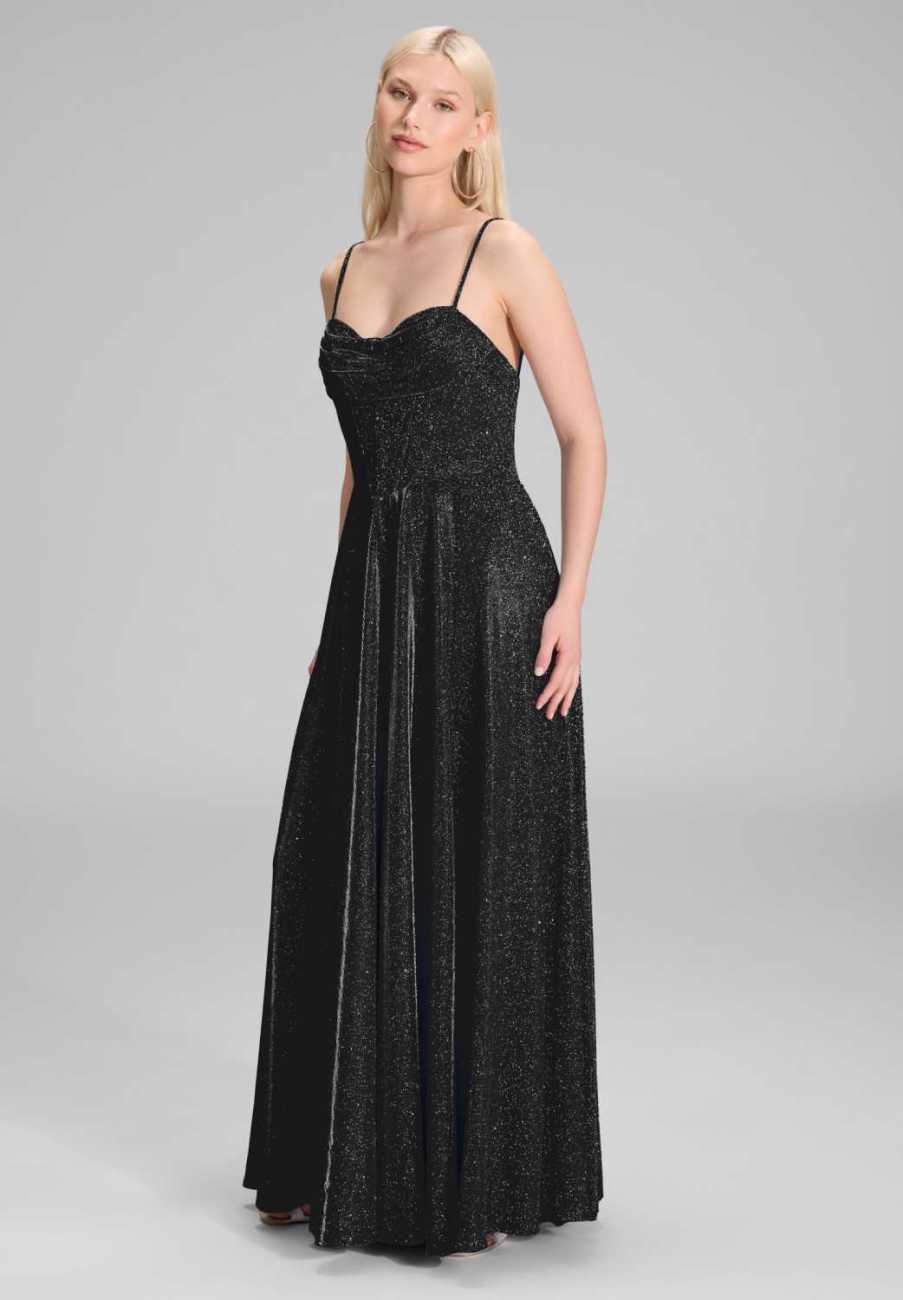 Schimmerndes Abendkleid mit Drapierung