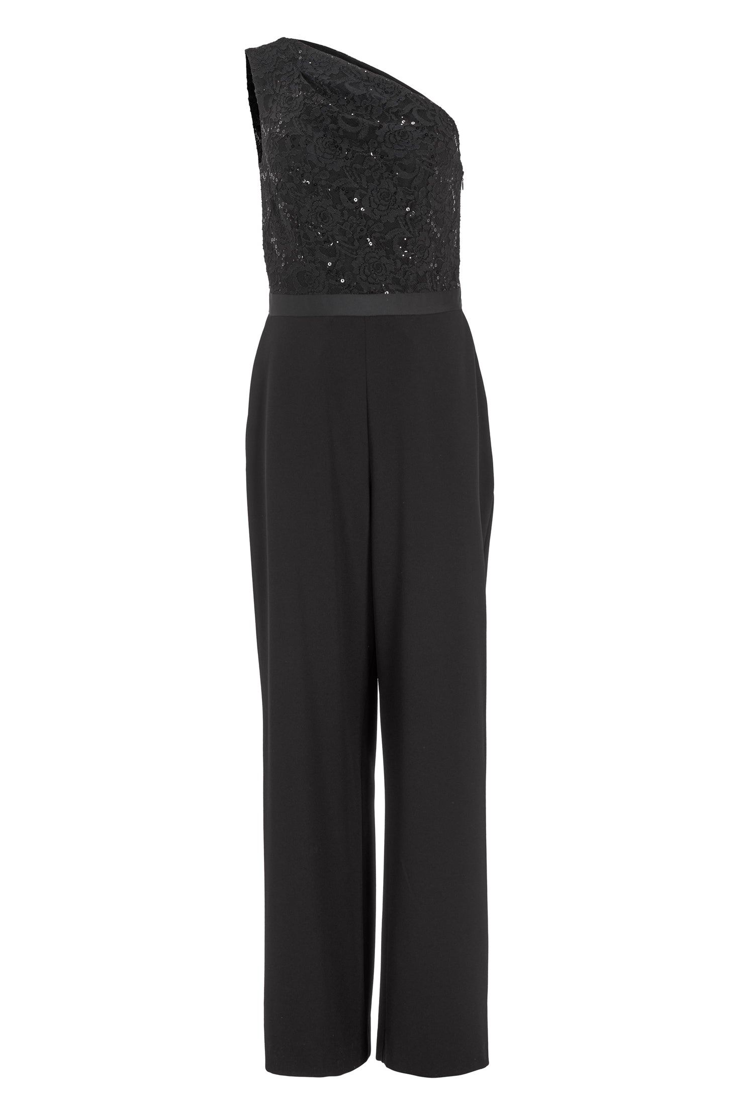 One Shoulder Jumpsuit mit Oberteil aus paillettenbesetzter Spitze