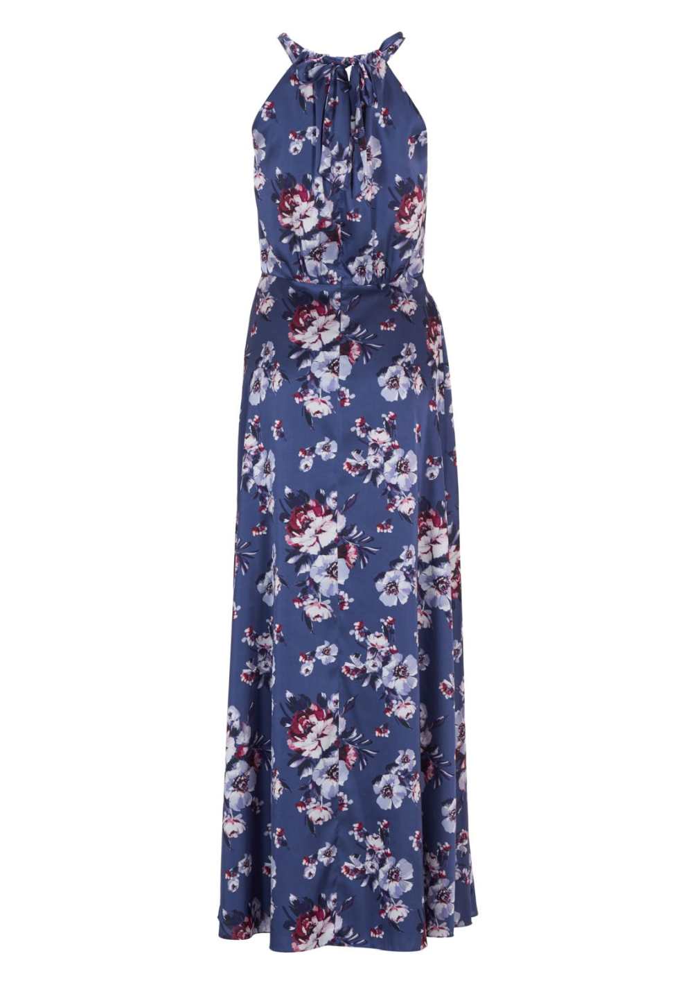 Abendkleid mit amerikanischem Ausschnitt aus bedrucktem Satin