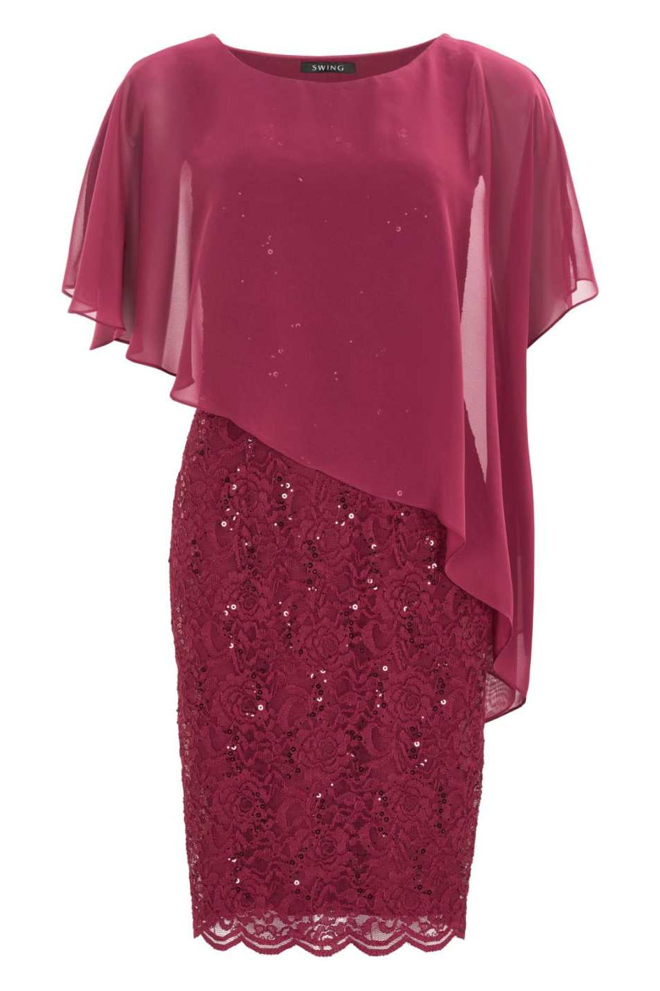 Pailletten-Kleid mit asymmetrischem Chiffon-Überwurf