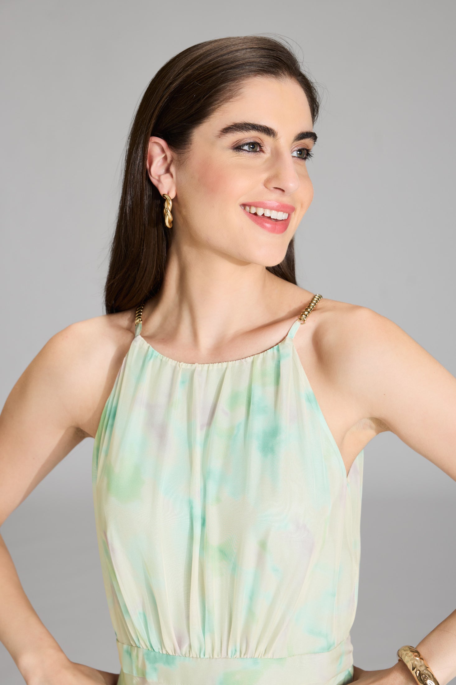 Abendkleid aus Chiffon mit Animal Print