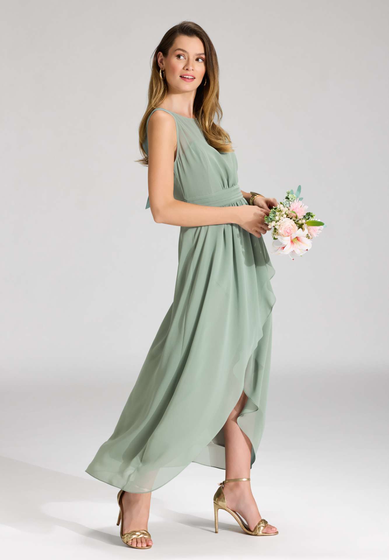 Abendkleid aus Chiffon mit Vokuhila Saum