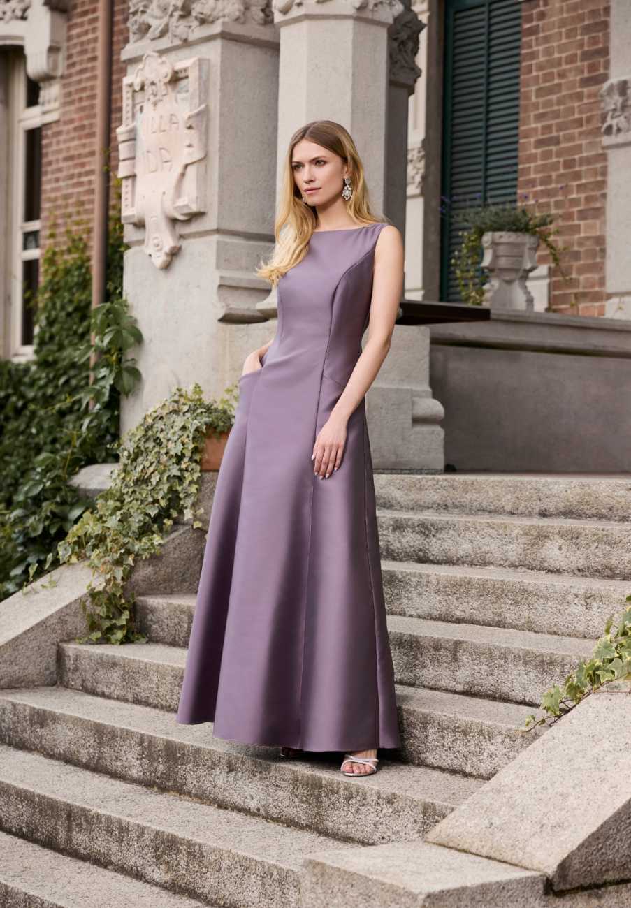 Abendkleid aus Twill mit Taschen mauve purple