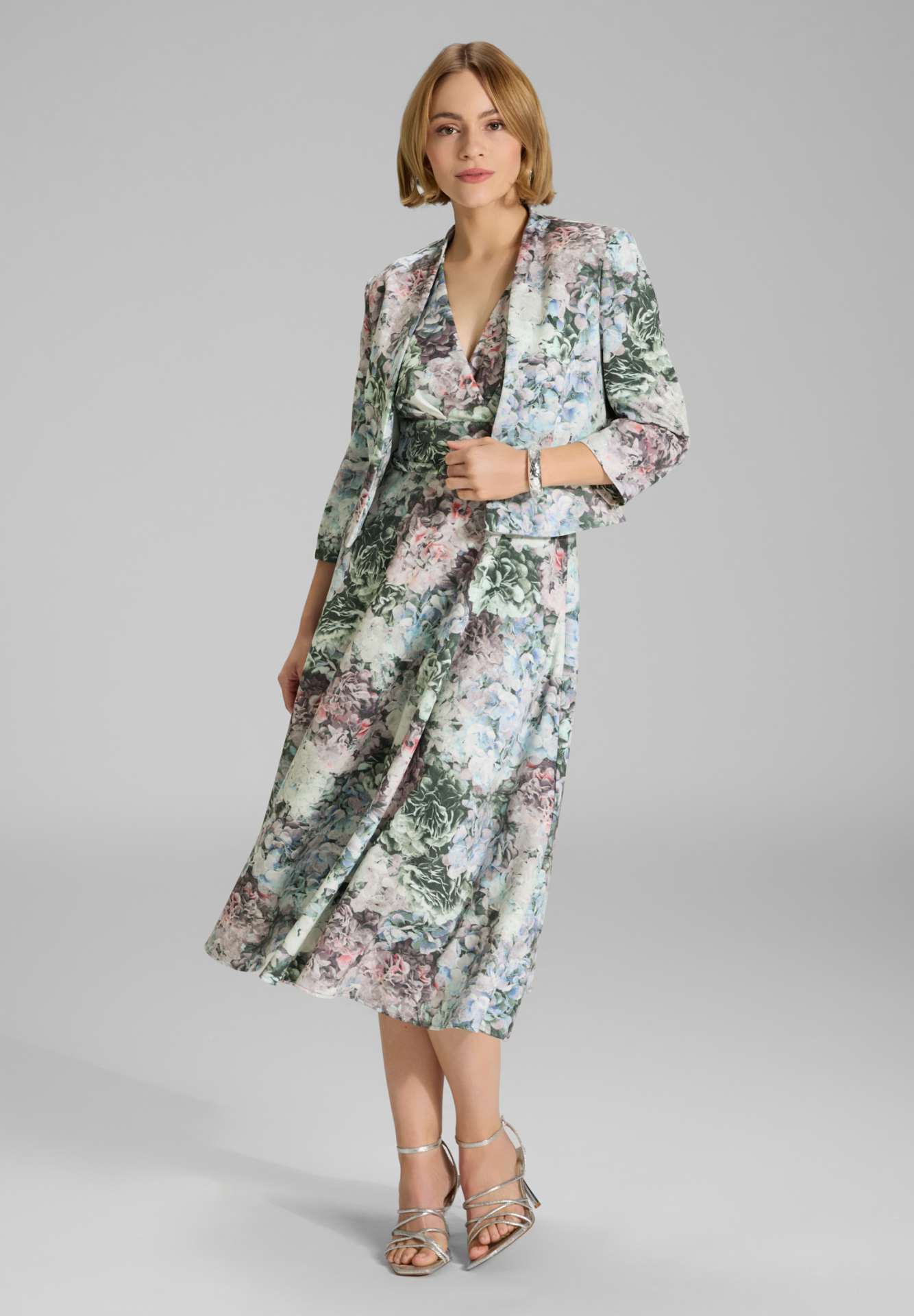 Floral bedruckter Scuba Blazer deep slate multi