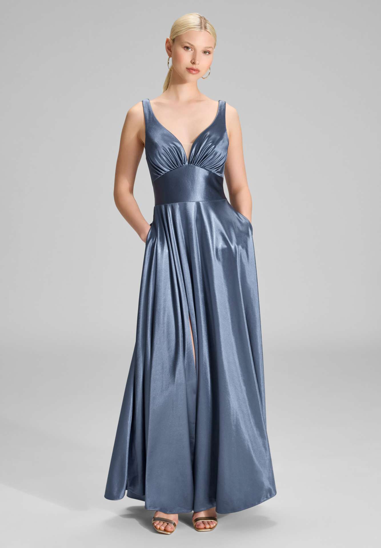 Abendkleid mit Schimmereffekt blue crocus