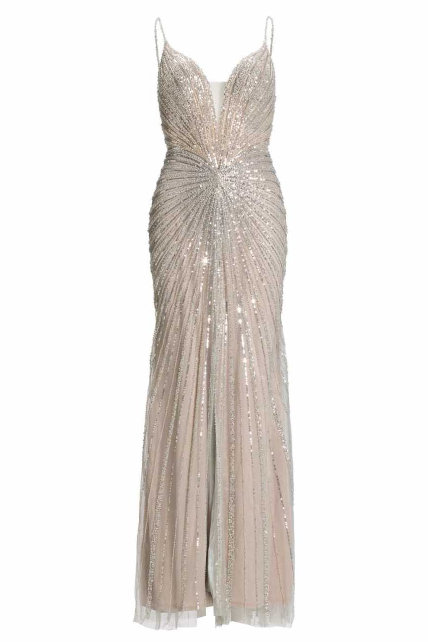 Abendkleid mit all-over Stickerei