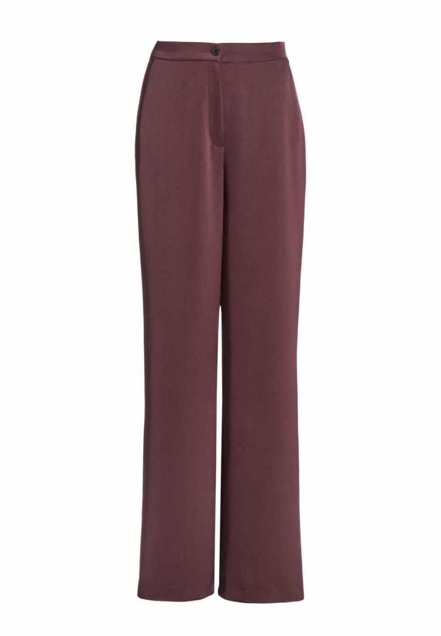 Hose aus Satin mit geradem Bein und Taschen