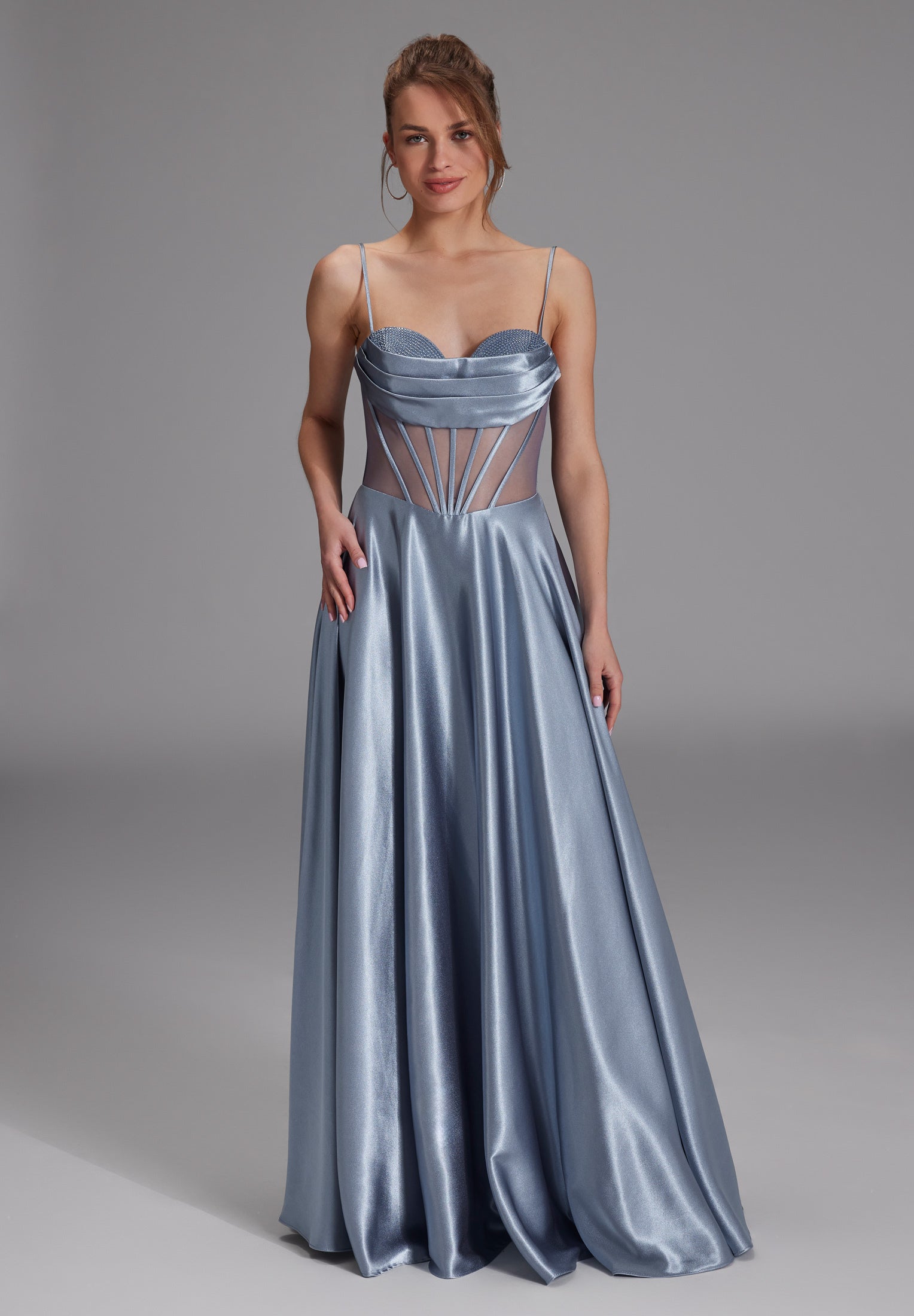 See-through-Corsagenkleid mit Ziersteinen