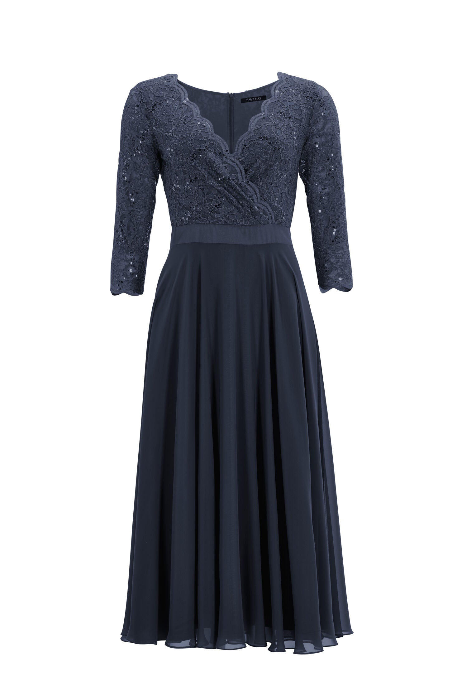 Cocktailkleid aus Material-Mix