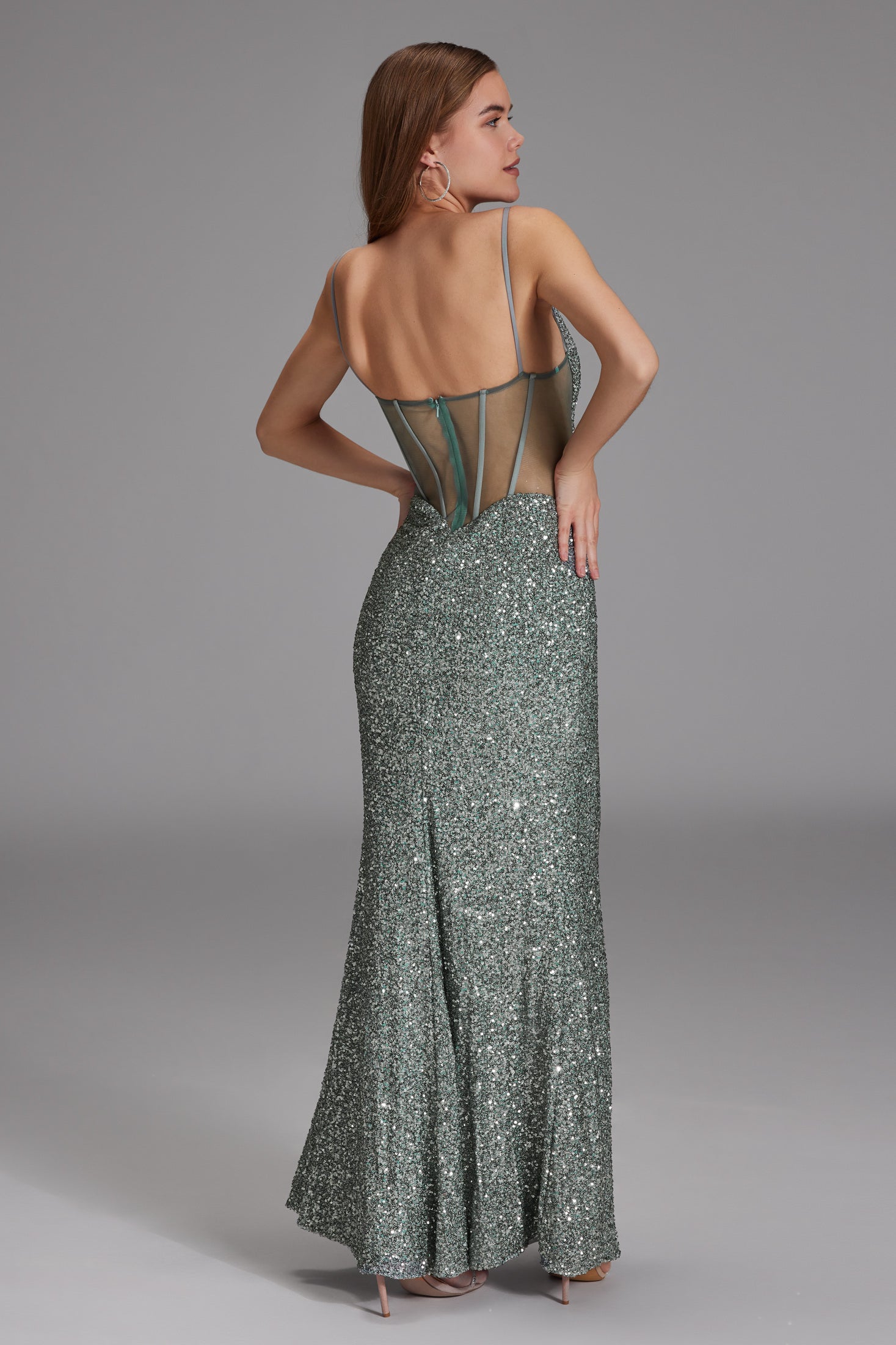 Slipdress mit transparenter Rückenpartie