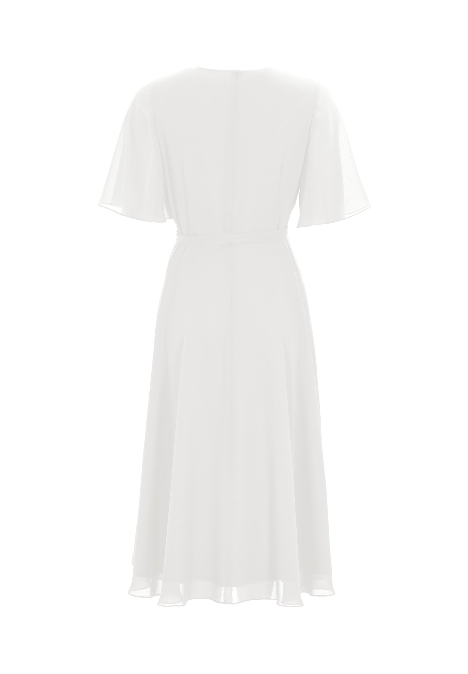 Chiffon Kleid in Wickel Optik mit Vokuhila Saum