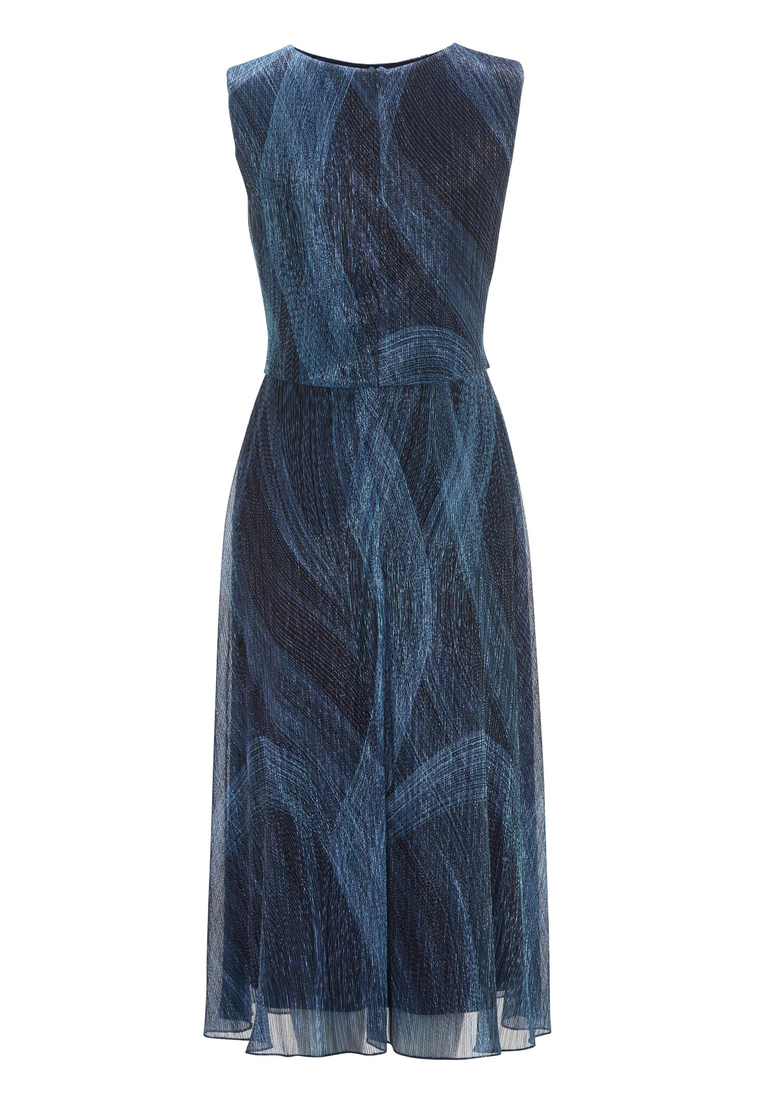 Plissiertes Kleid mit Metallicfäden