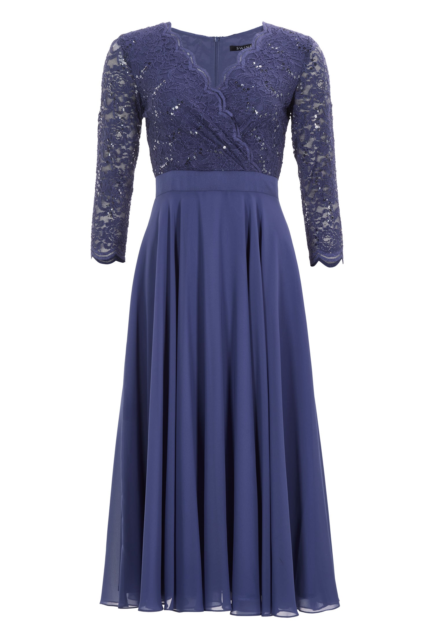 Cocktailkleid aus Material-Mix