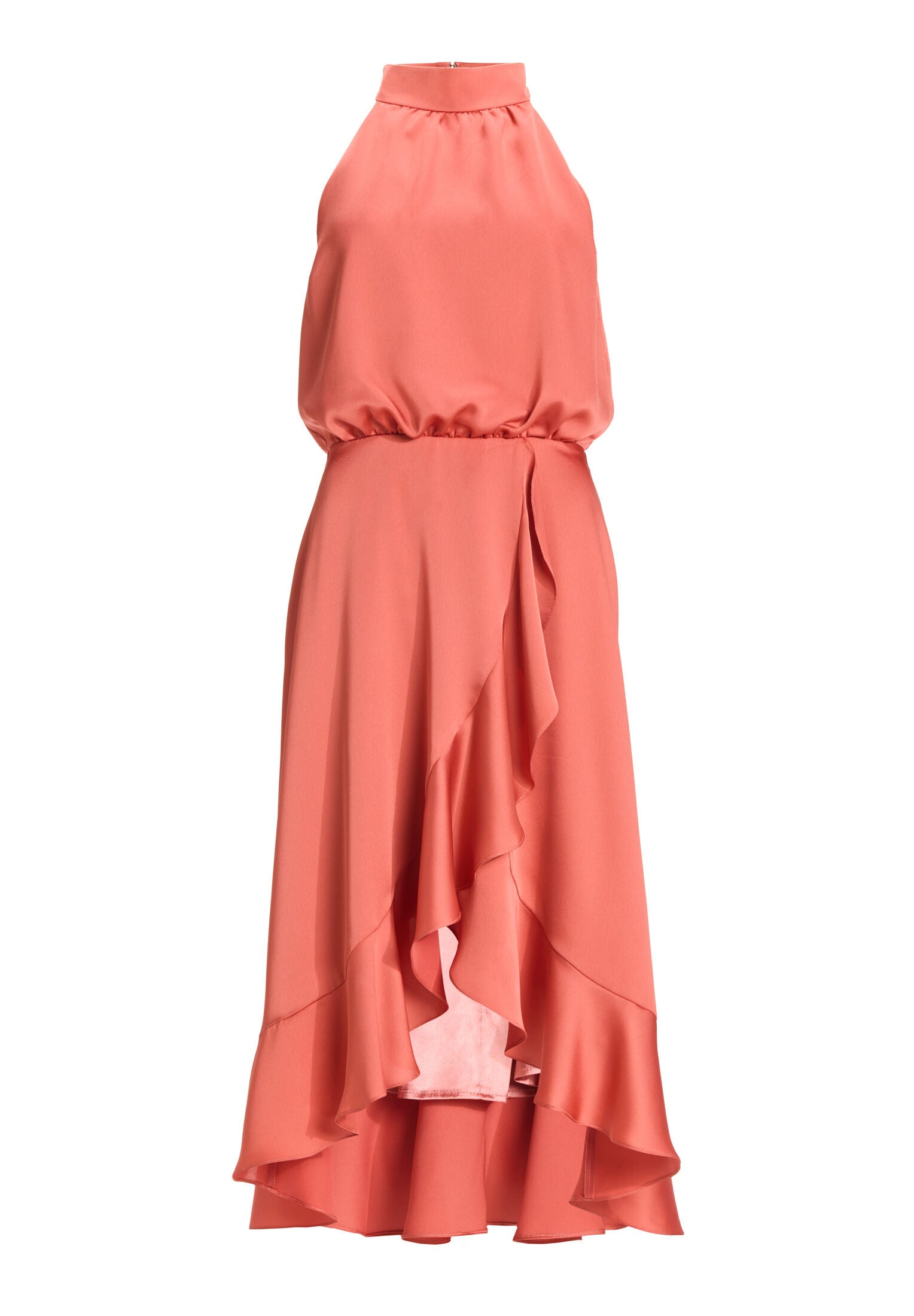 Cocktailkleid aus Satin mit Volant