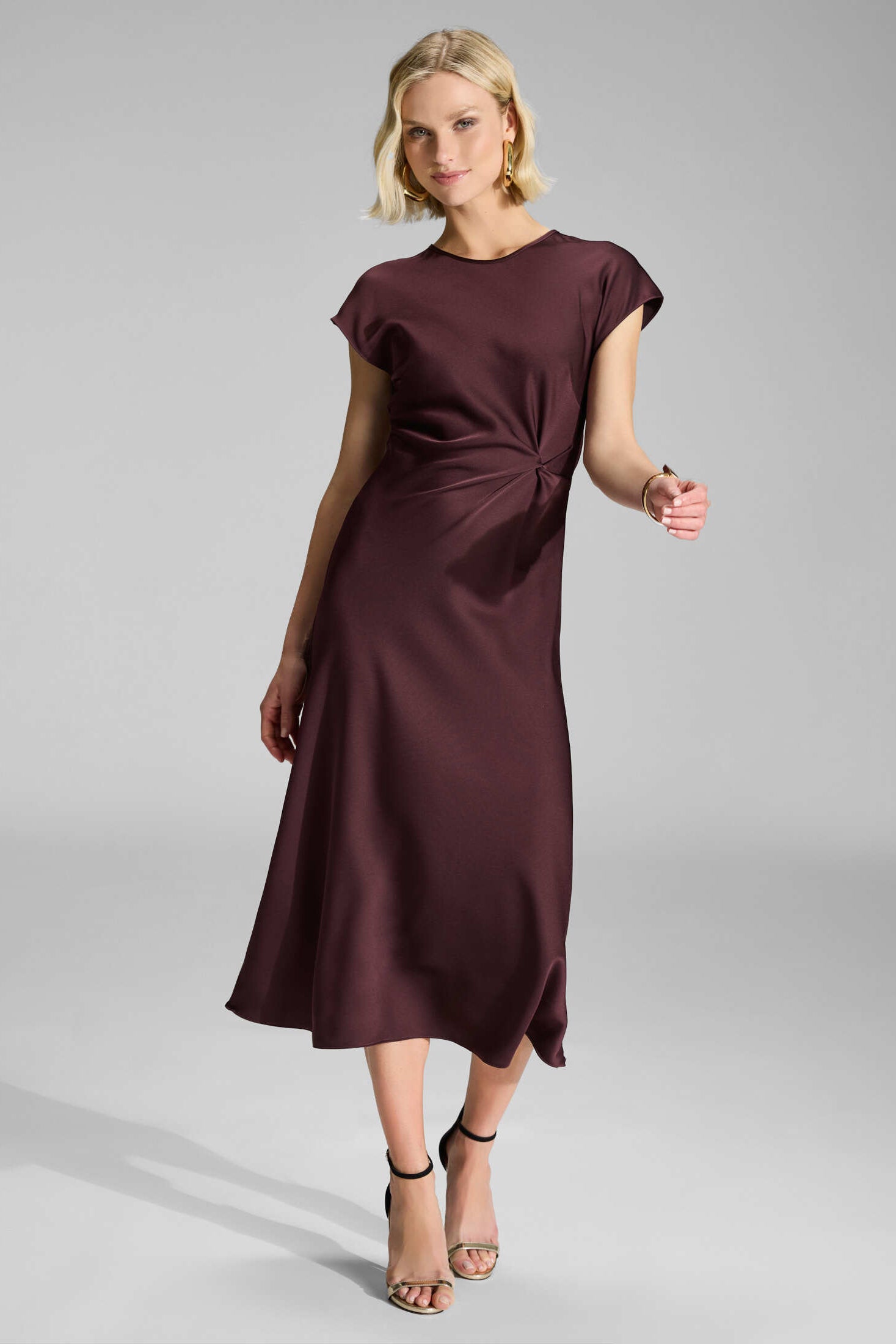 Slip Dress aus Satin mit Twist Detail merlot