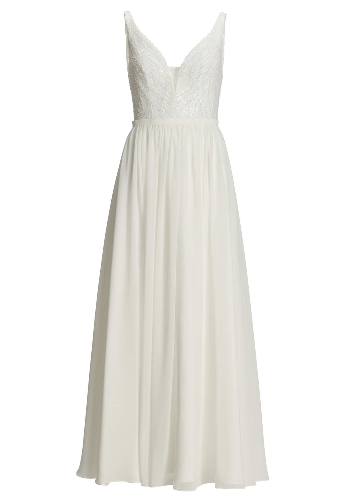 Abendkleid mit Chiffonrock und Stickerei