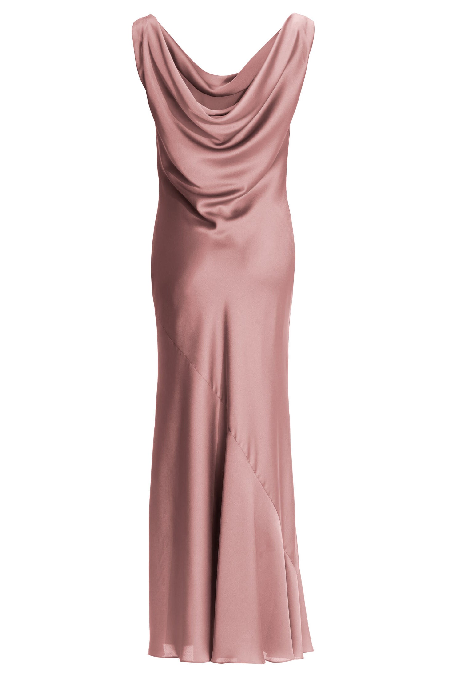 Abendkleid aus nachhaltigem Satin mit Wasserfall Ausschnitt