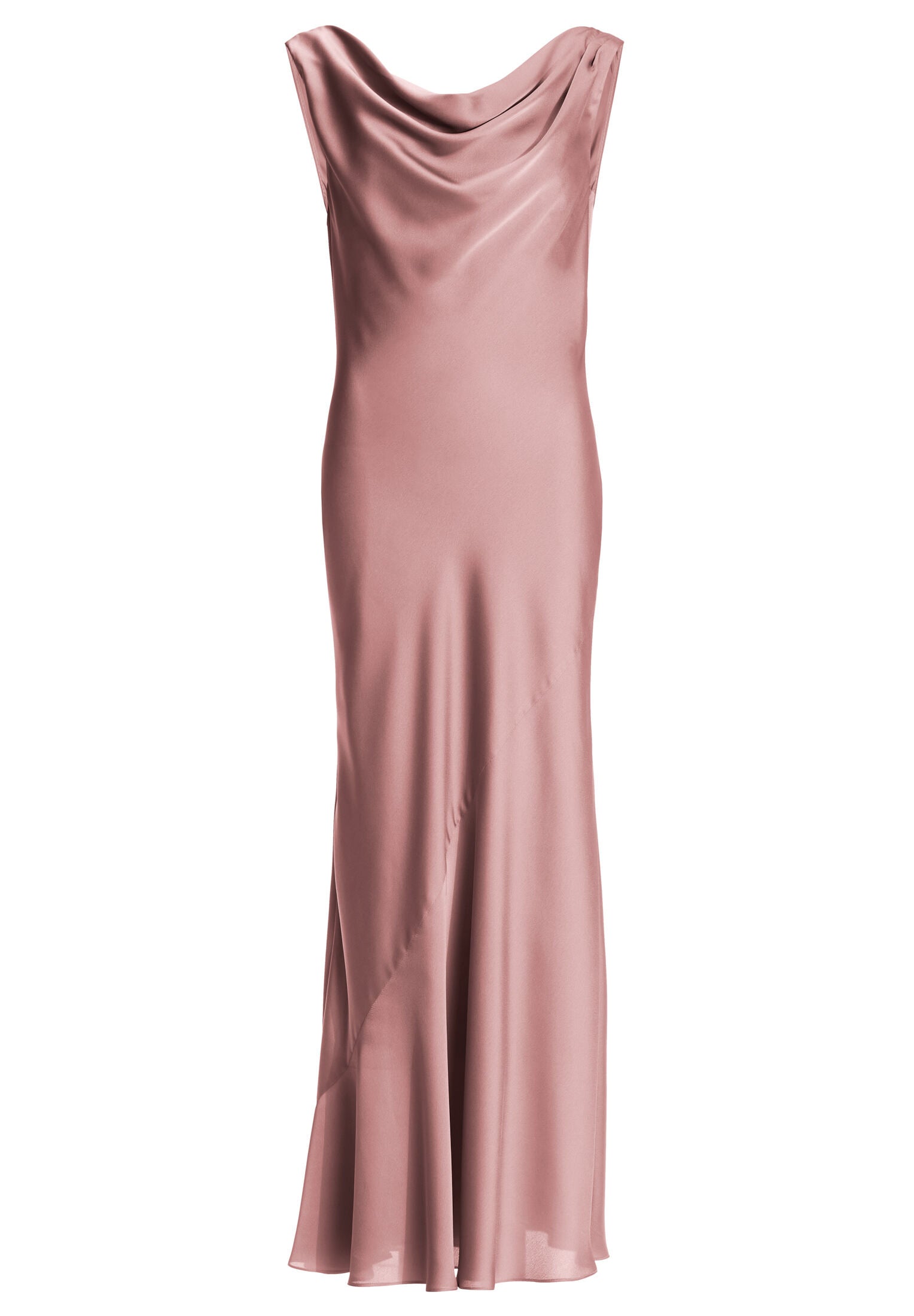 Abendkleid aus nachhaltigem Satin mit Wasserfall Ausschnitt