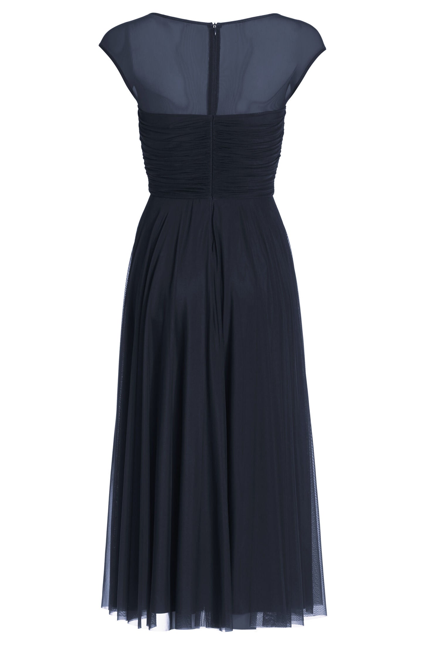 Cocktailkleid aus Mesh mit geraffter Korsage