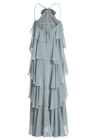 Abendkleid aus Crinkle Chiffon mit gestuften Volants