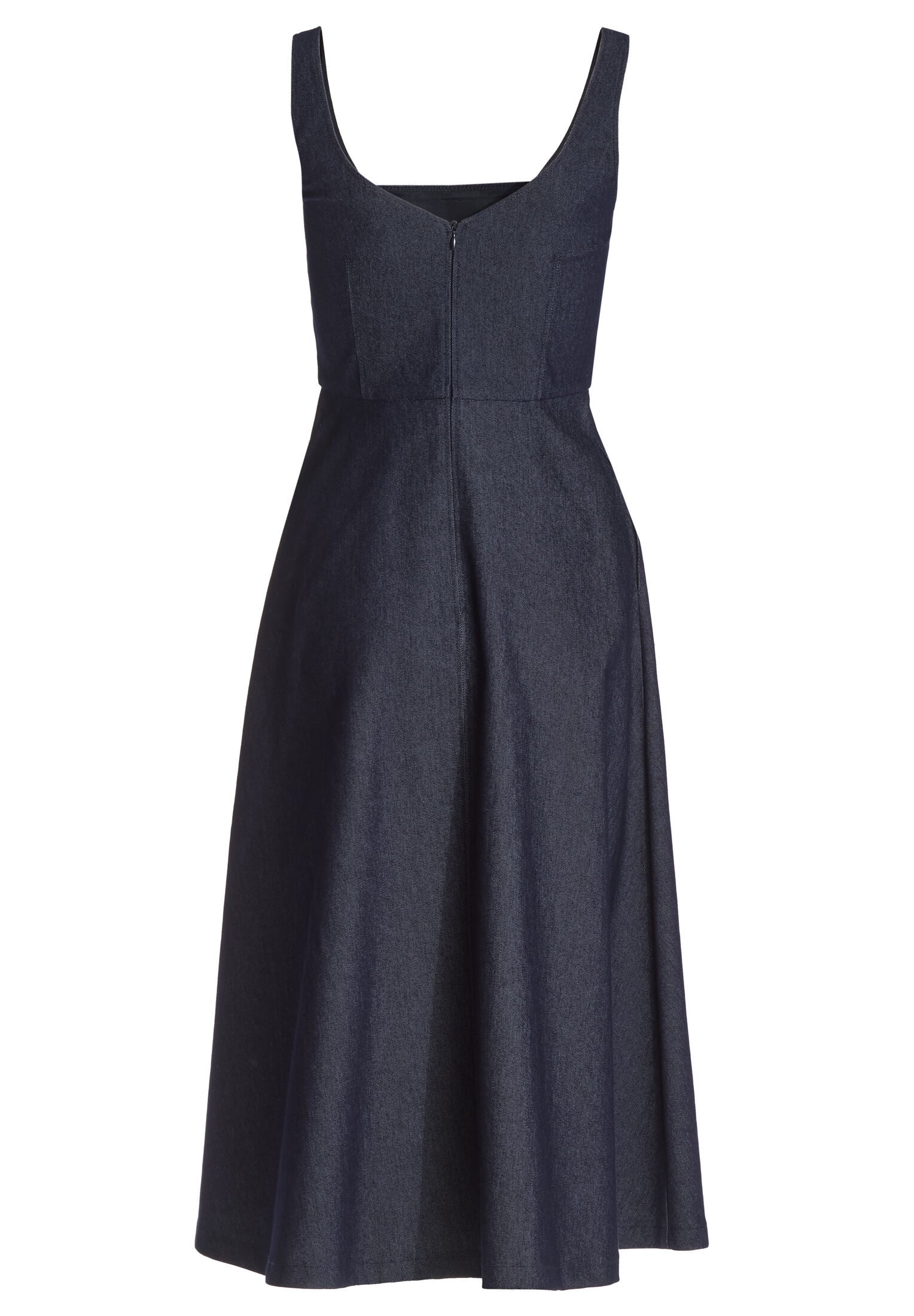 Midi Kleid mit Karree-Ausschnitt aus Dark Denim