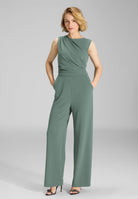 Jumpsuit aus Crepe Jersey mit Drapierung deep slate