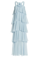 Abendkleid aus Crinkle Chiffon mit gestuften Volants