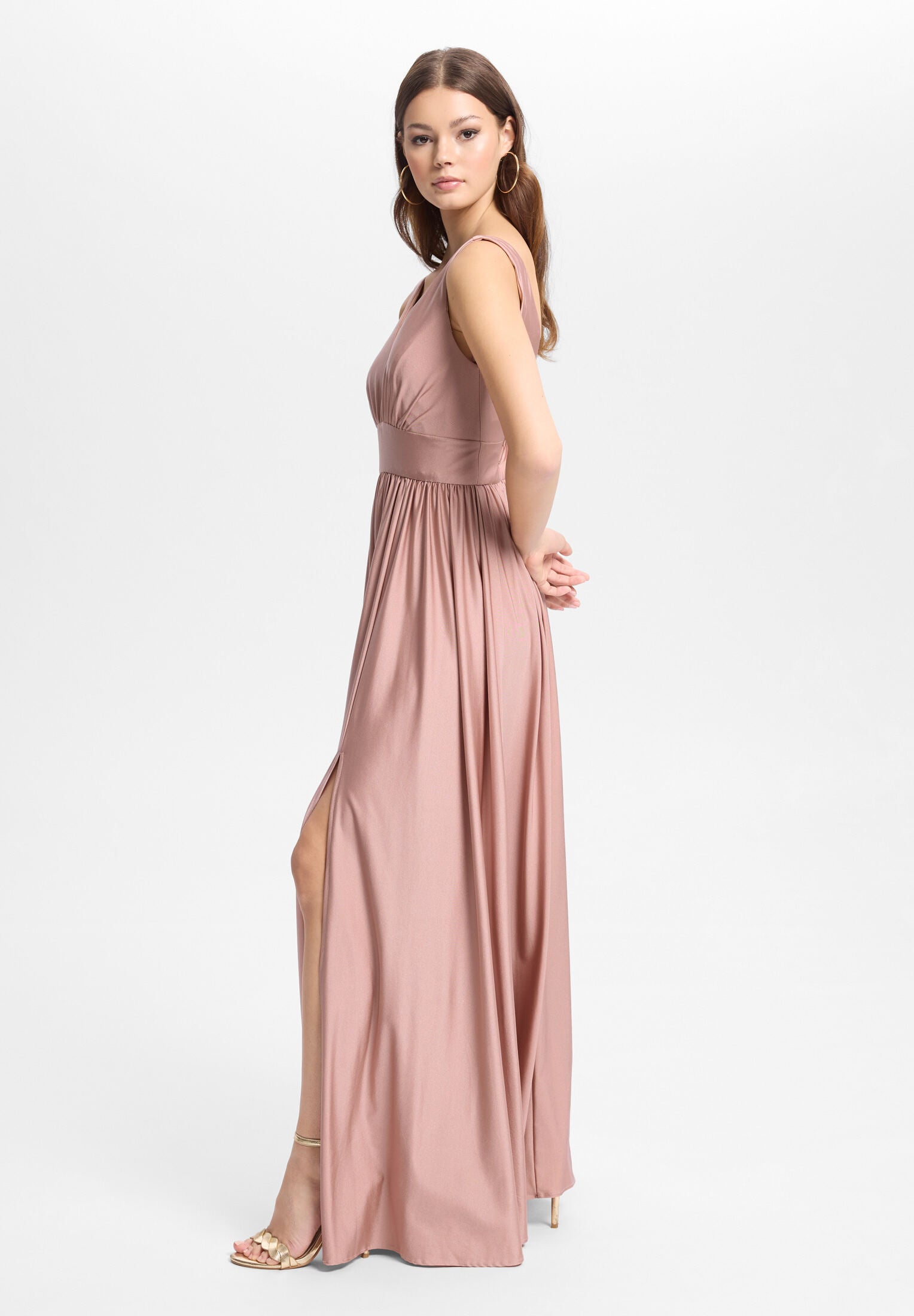 Empire Abendkleid aus Jersey mit Beinschlitz