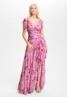 Florales Printkleid mit asymmetrischem Rock rosy pink print