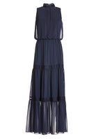 Abendkleid aus Crinkle Chiffon mit Stufenrock