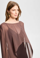 Abendkleid aus Satin mit abnehmbarem Chiffon Cape