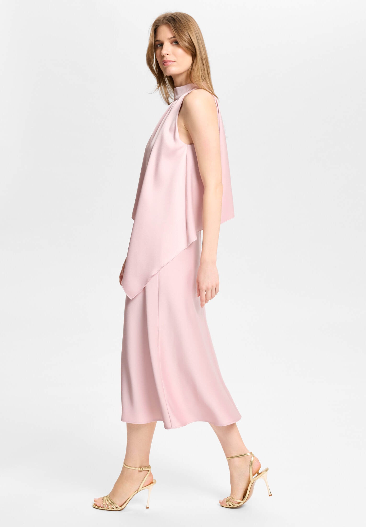 Cocktailkleid aus Satin mit amerikanischer Schulter