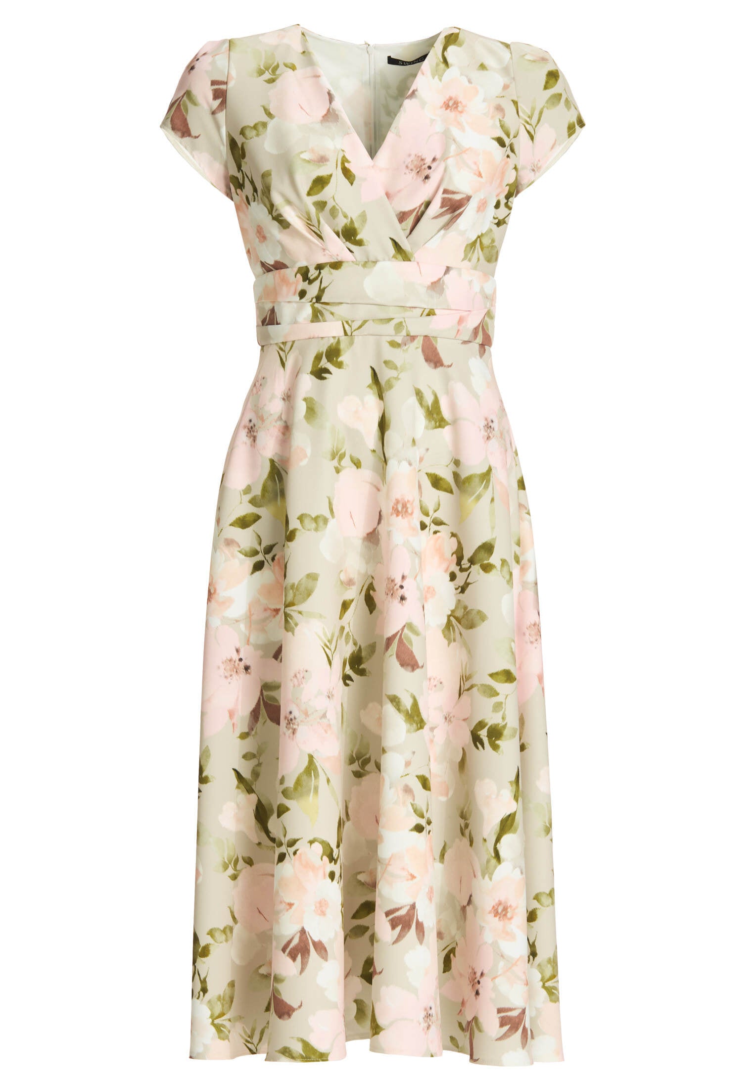 Midi Kleid aus floral bedrucktem Scuba