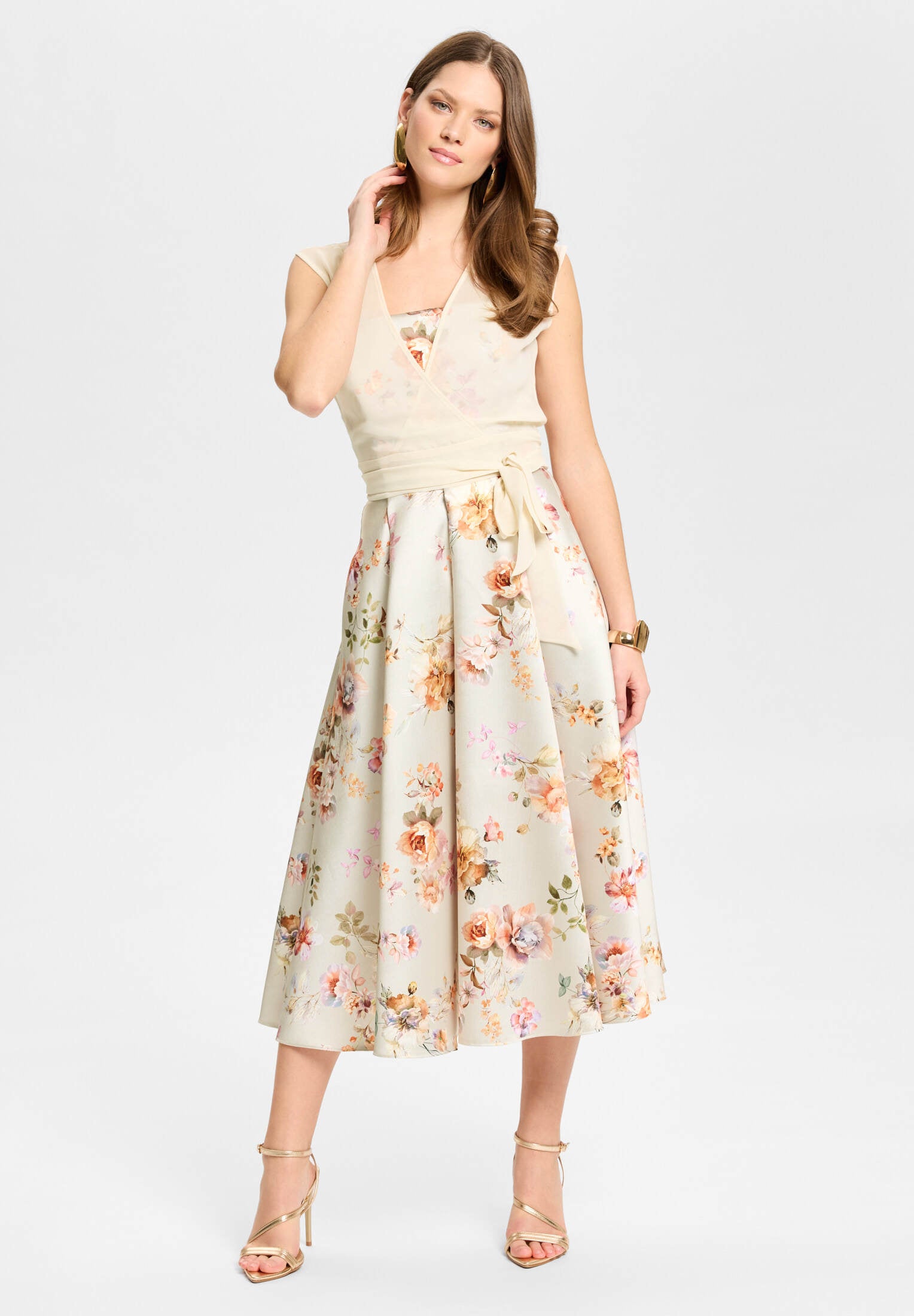 Cocktailkleid mit abnehmbarer Bluse champagne beige | multi