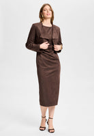 Verkürzte Jacke in Wildlederoptik chocolate brown
