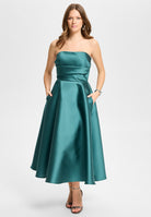 Cocktailkleid mit Korsage aus Twill teal green