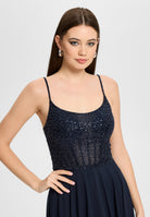 Chiffonkleid mit besticktem Top